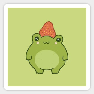 Cute Frog Wearing a Strawberry Hat Sticker